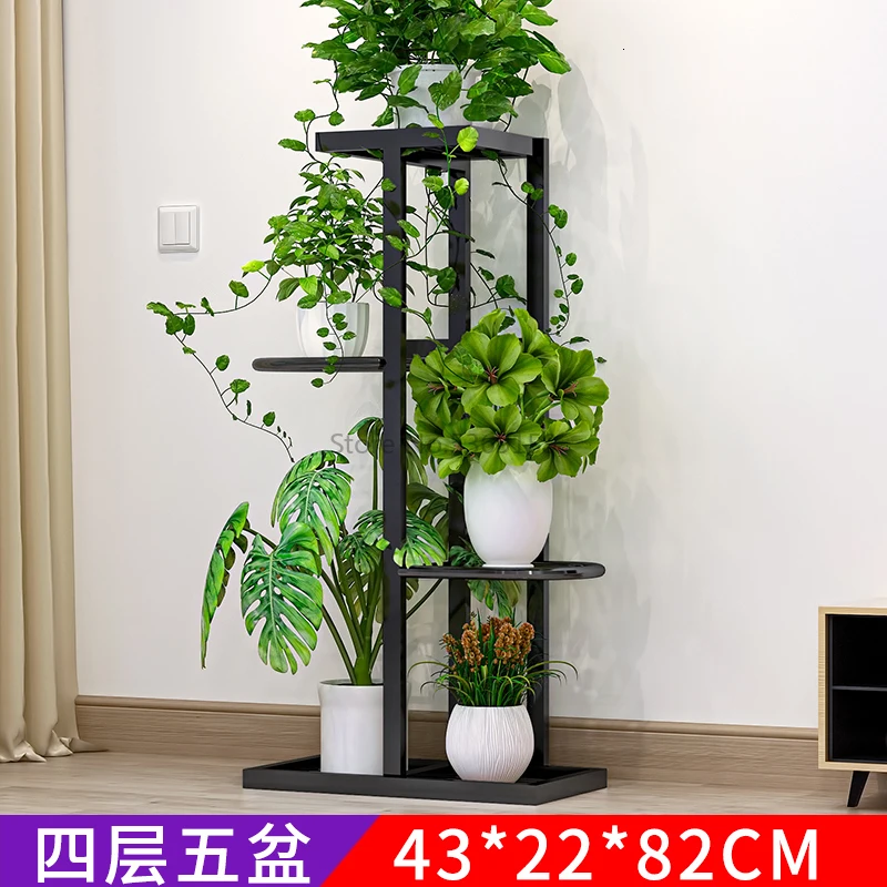 Flower Shelf Nordic Indoor Home Balcony Decoration Rack Wrought Iron Living Room Simple Flower Pot Multi-layer Rack - Цвет: Белый