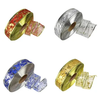 

100 Yard Christmas Tree Decorated with Five Pointed Star Shaped Multi Color Stamping Ribbon Christmas Gift Wrapping Belt