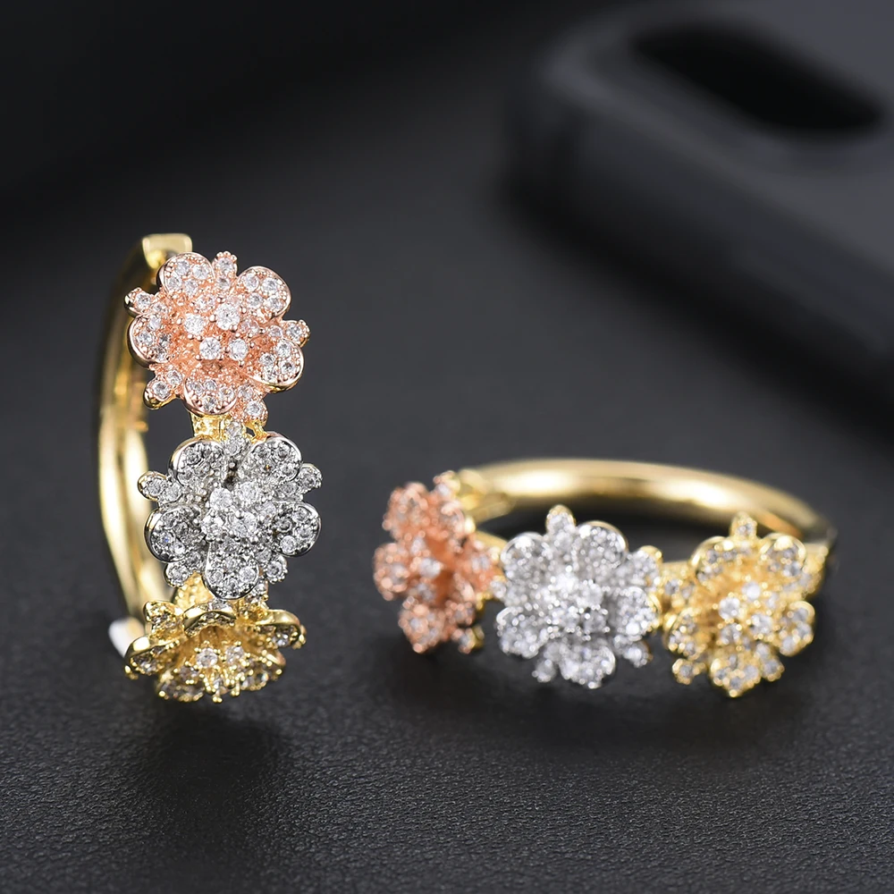 LARRAURI Свадебный Дубай Свадебный круглый круг ювелирные изделия милые маленькие серьги-кольца модное серебристое золотистый кулончик цветок женские серьги