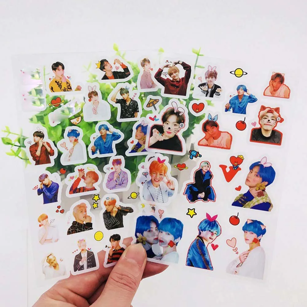

Kpop DIY Stickers Bangtan Boys Photo Sticker Decoration for Phone Scrapbooking Notebook for KPOP JUNG KOOK V Fans Gift