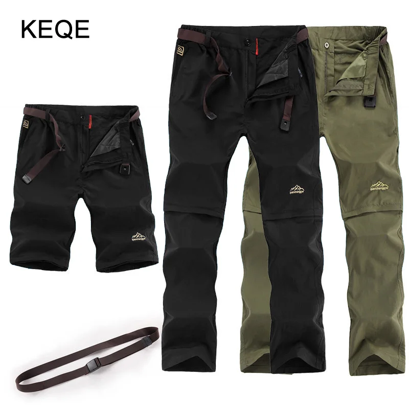 

Men's Spring/Summer/Autumn Pants Men Zip-Off Khaki/Black Pants Mens Plus Size 6XL Quick Dry Trousers Man Casual Pants AM421