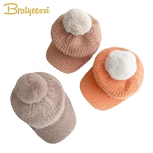 

New Winter Baby Hat with Pom Pom Knitted Baseball Cap Winter Hat for Kids Hat Bobble Children Cap for Boys Girls 5 Colors