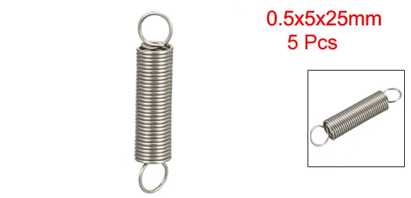 0.5x4x25mm Stainless Steel Small Dual Hook Tension Spring 15pcs 