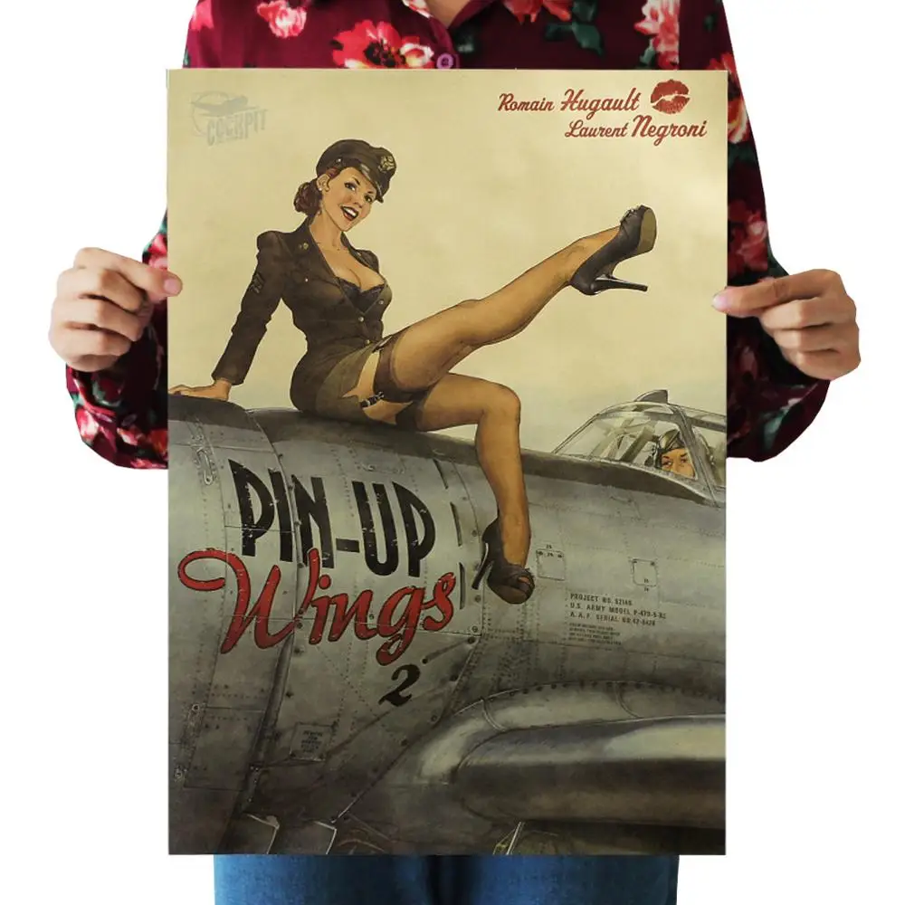 Classic World War II poster Sexy Girl Kraft Paper Vintage Style Wall Sticker 51x36cm Home Bar Cafe Decorative Painting | Дом и сад