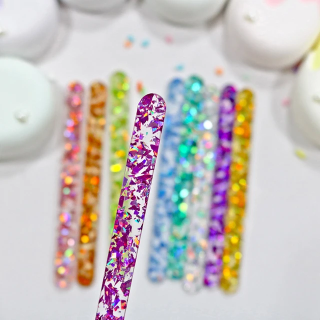 15pcs Clear Sequins Reusable Popsicle Sticks Ice Cream Sticks Acrylic Cakesicle  Sticks For Ice Pop Candy Ice Creamsicle Cake - AliExpress