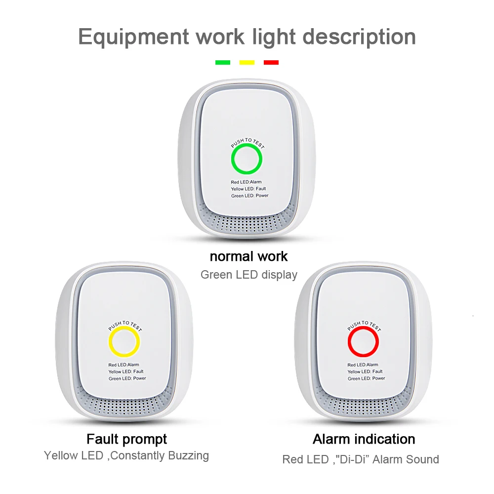 Détecteur d'alarme à gaz filaire spécial à LED