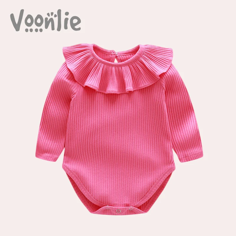 

Childrenswear Baby Girls Long Sleeve One-piece Romper Pajamas Cute Infant Triangular Onesie 0-1-Year-Old Crawling Clothes