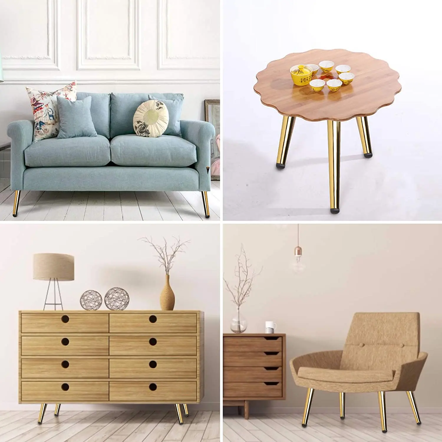 4pcs Metal Furniture legs Straight Cone And Oblique Cone Table Leg Sofa Chair Leg coffee tables Furniture fittings,15/20/25/30CM