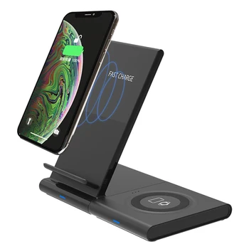 

10W Wireless Fast Charging Multi-Function Phone Holder 3 In 1 Wireless Charger 2 Coil Fast Charge +Single Coil Slow Charge