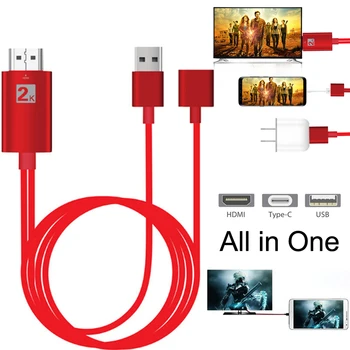 

USB 3.1 Type C iOS Micro USB to HDMI Cable Adapter 2K TV HDTV Video Converter for iPhone 11 Pro 7 8 Samsung Galaxy S9 S8 Note 9