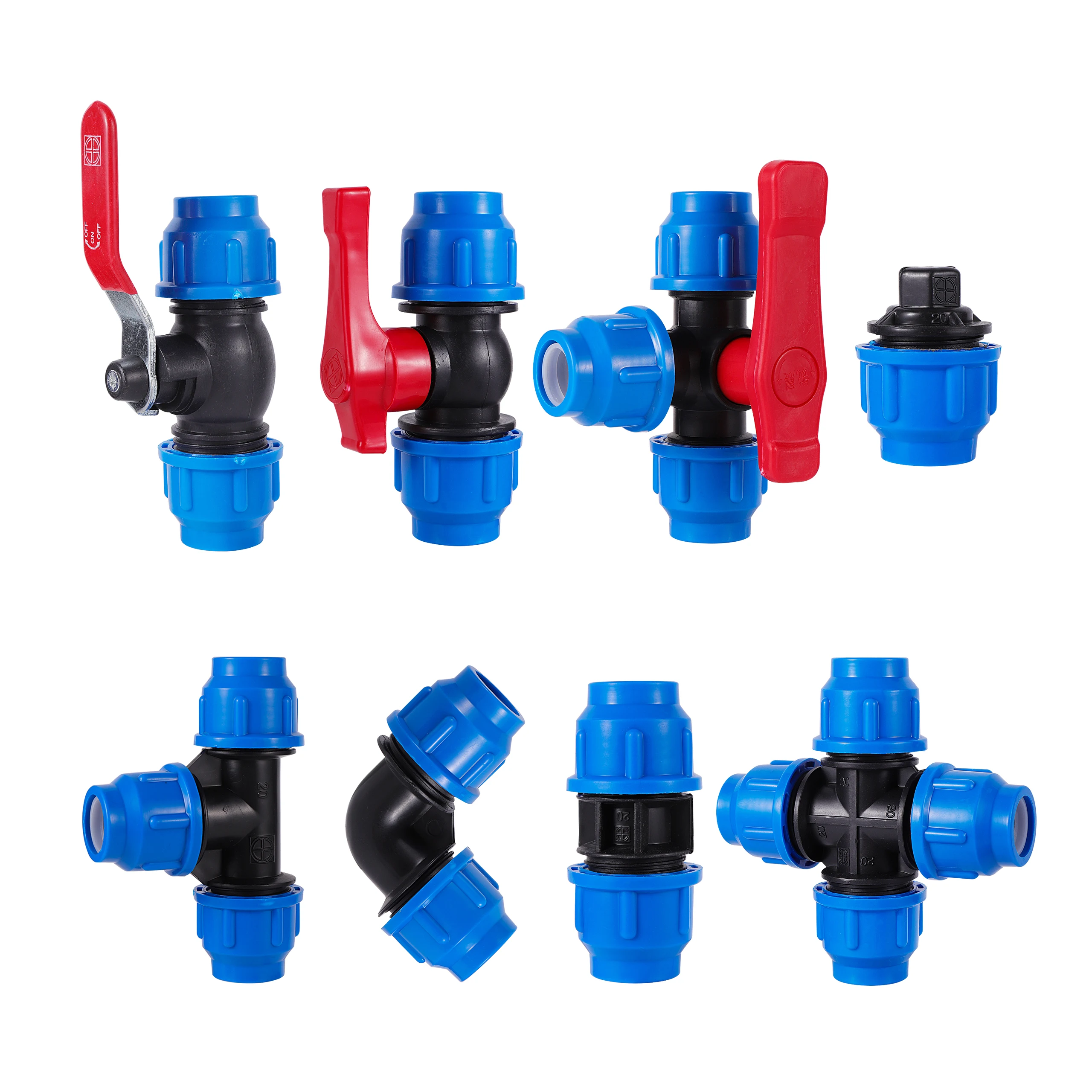 PE Water Pipe Connector Pipe Fittings 20/25/32/40/50mm Water Tube