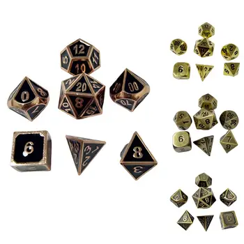 

7Pcs/Set Multi Sides Dice Metal Game for Dungeons and Dragon RPG MTG BoardGame Polyhedral Dices Party Props Funny Kids Gift