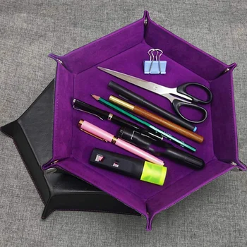 

Dice Rolling Tray Dice PU Folding Hexagon Tray Dice and Game Storage Tray for Other Dice Games Double Sided Folding Tray