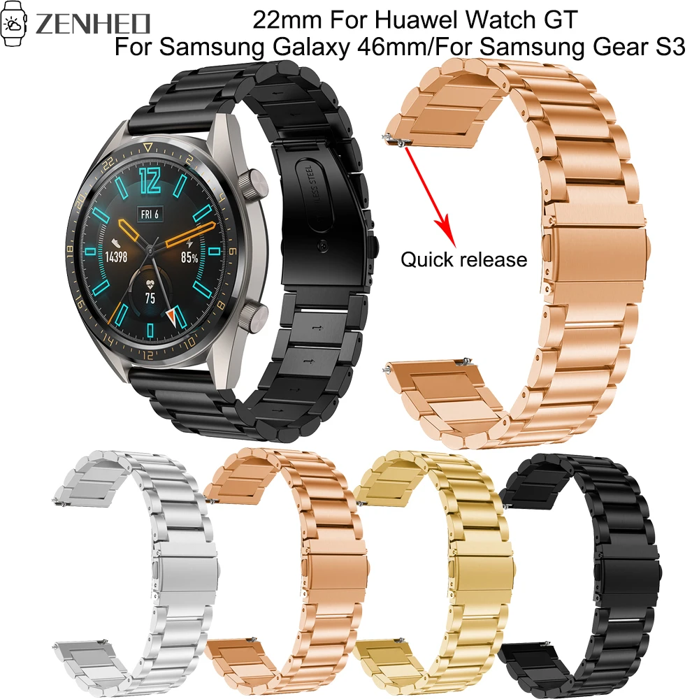 22 мм быстроразъемный металлический ремешок для часов Huawel GT frontier/классический ремешок для часов для samsung Galaxy Watch 46 мм/gear S3 смарт-ремешок