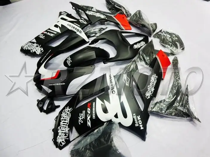 4 бесплатных подарка, новинка,, ABS полный обтекатель, набор, пригодный для Kawasaki Ninja ZX-6R ZX6R 2007 2008 07 08 обтекатели, матовый черный