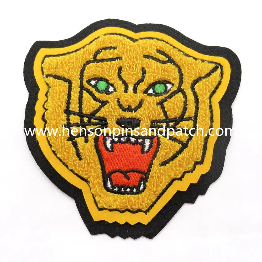 

Custom small minimum order quantity tiger head chenille jacket patch