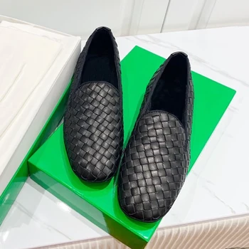 

Women Men Flats Autumn Brand Design Slip-on Black Shoes Female Flats Driving Loafers Casual