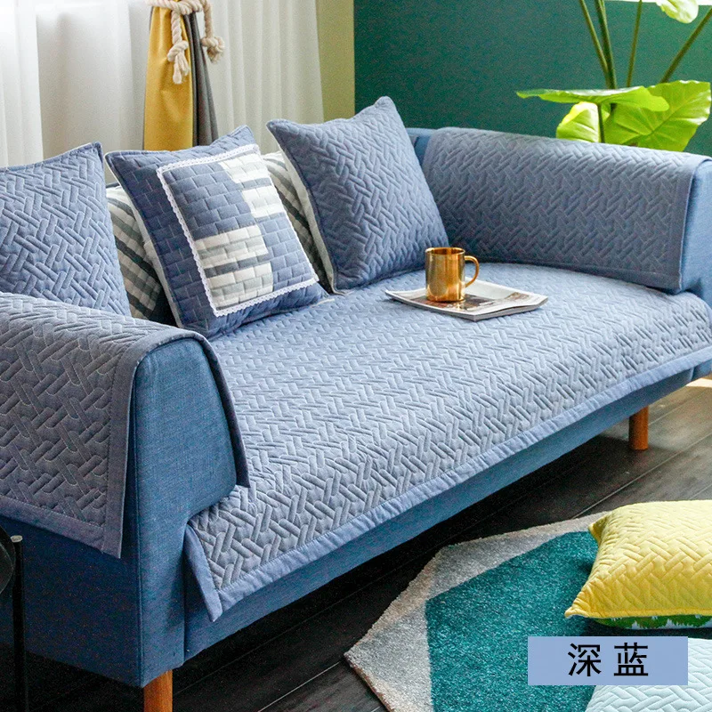 Скандинавские современные l-образные чехлы для диванов, хлопковые чехлы для диванов, желтый розовый чехол для секционного дивана, 3 сиденья, одноместный диван - Цвет: 01030-Blue