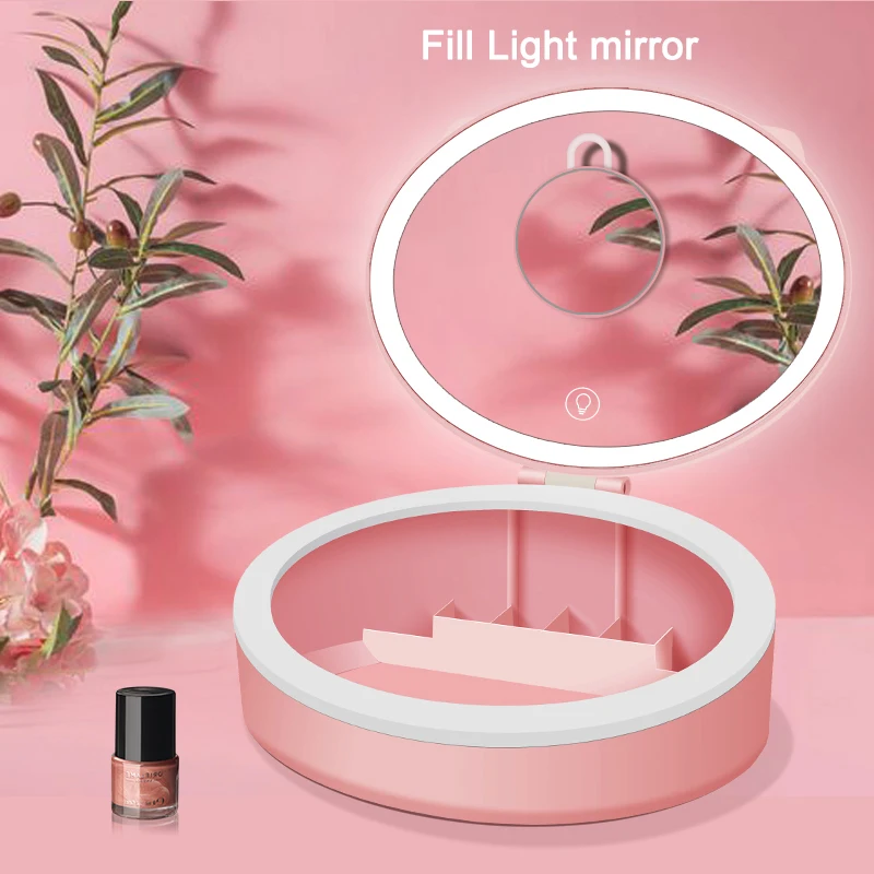  AiLESEN Cute Cat Design LED Desktop Light Mirror Illuminated Foldable Mirror Desktop Make Up Mirror