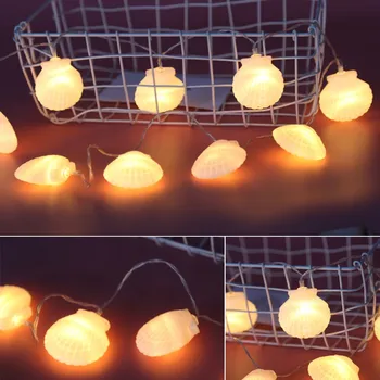 

Warm White LED String Light Natural Sea Shell Handmade String Lights Battery Powered Copper Wire Lights Christmas Wedding Decor