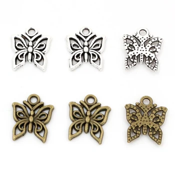 

14x12mm 30pcs Antique Bronze and Antique Silver Plated Butterfly Handmade Charms Pendant:DIY for bracelet necklace