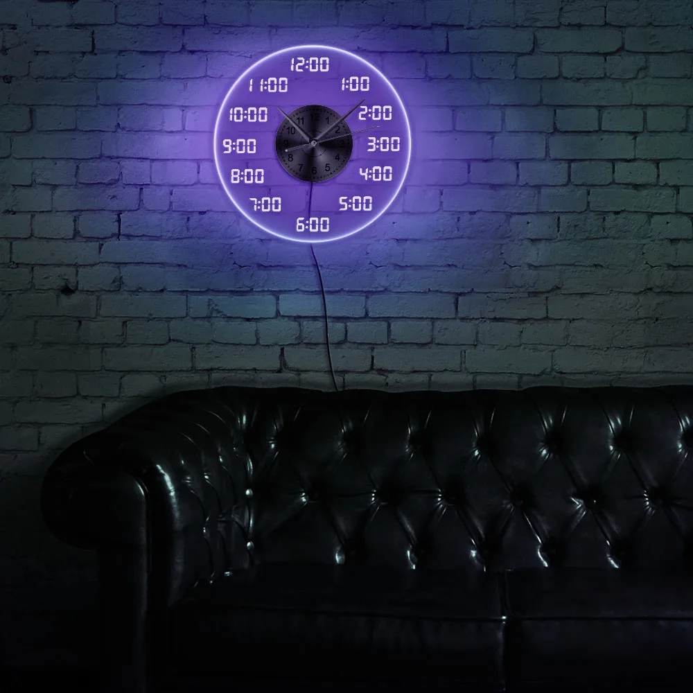 Аналоговые цифровые настенные часы с светодиодный подсветкой, классический дизайн цифр, акриловый светильник, Ночной Настенный светильник, Декор