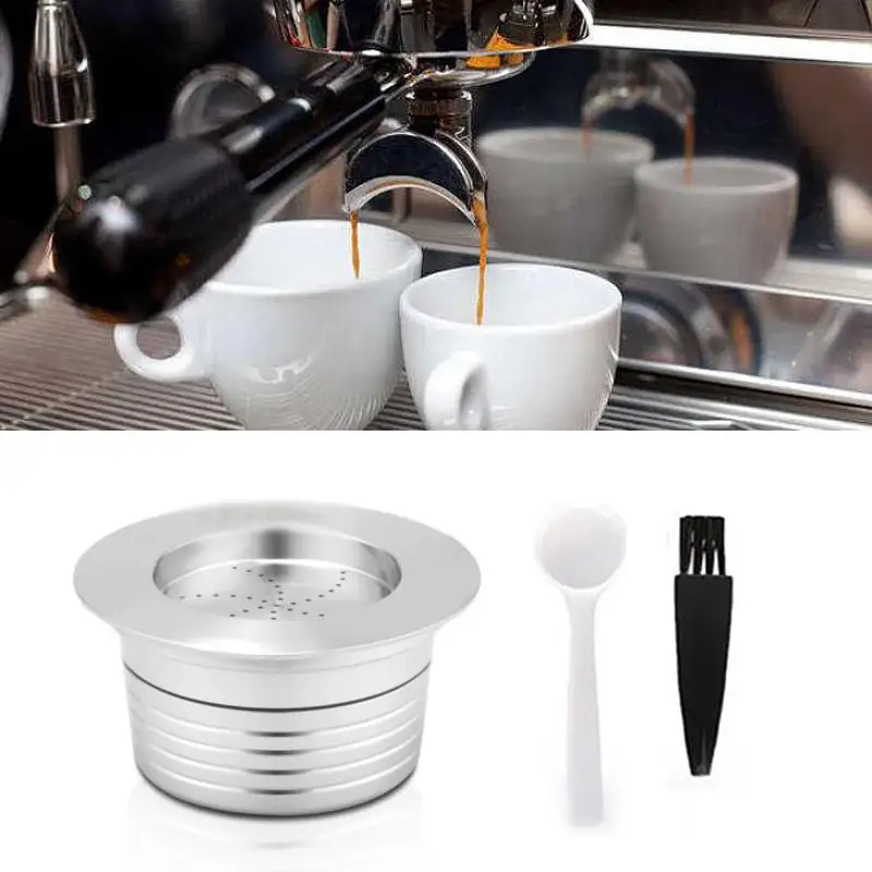 1 шт. кофейная капсула+ 1 шт. ложка+ 1 кисть для ПК из нержавеющей стали для многоразового использования кофейная капсула Pod для LAVAZZA синяя капсула