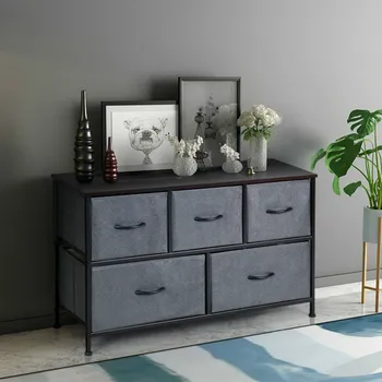 

Simple Large-Capacity Storage Space 5 Drawers Dorm Room Fabric Dresser Storage Display Organizer HW61822