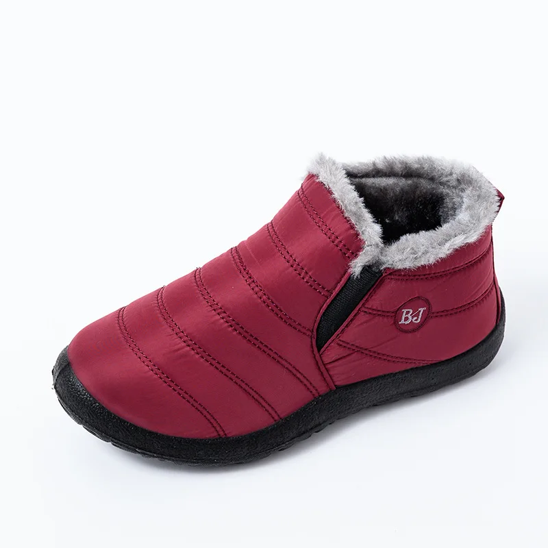

snow boots female shoes warm plush ankle boots winter female slip on casual shoes flat dultralight ultralight water shoes JXX64
