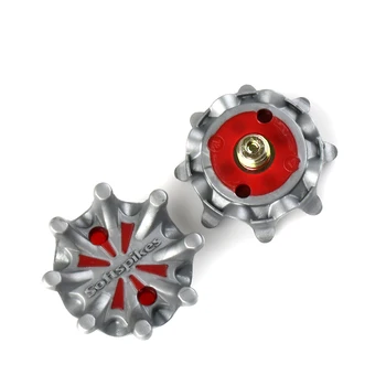 

56pcs Metal Thread Soft Golf Shoe Spikes Studs Replacement Fits for FootJoy Grey+Red
