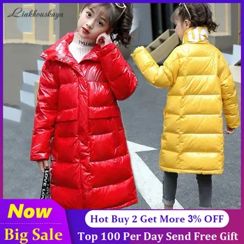 

Russian Winter Coats 2020 Newest Korean Winter Children'S Down Jacket Girl Big Children Hooded Medium Long Down Outerwear & Coat
