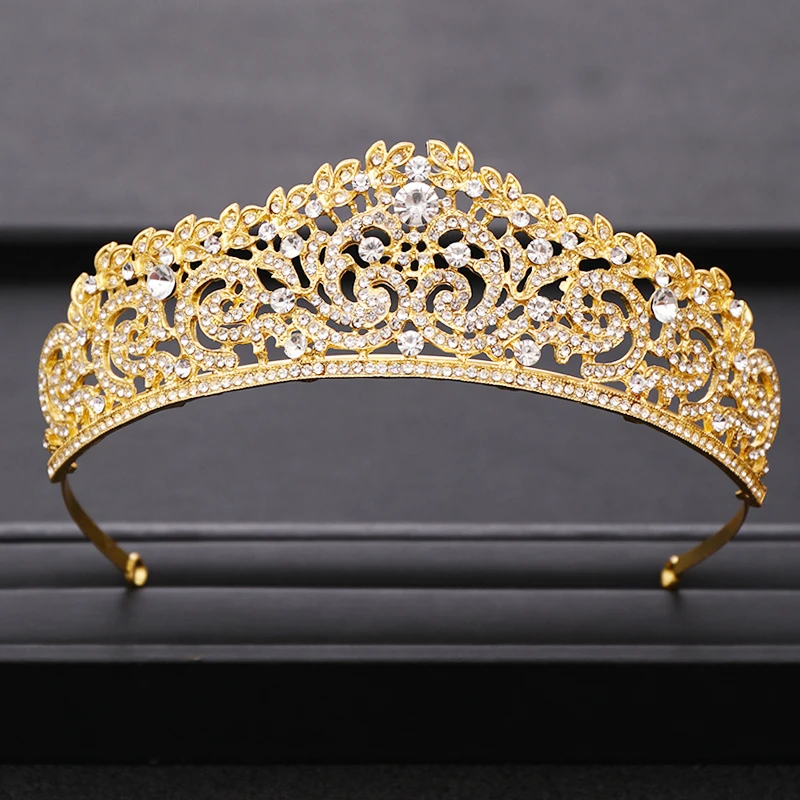 

Vintage wedding Crown Gold Crystal Princess Wedding tiara Hair Accessories Ladies Bridal Headpiece Women Party prom Hair Jewelry