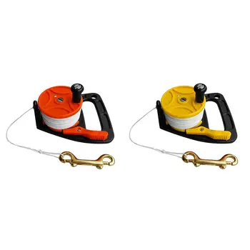 

2Pcs Plastic Scuba Diving Reel & Strong Nylon Line, Brass Bolt Snap Clip