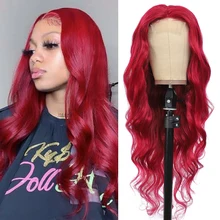 

4X4 Lace Closure Human Hair Wigs Colored Burgundy Red Long Body Wave Wigs Brazilian Hair For Black Women Non-Remy IJOY