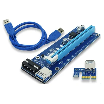 

Top Quality PCI Express Cable PCI-E 1X to 16X Riser Card Extender SATA 15 Pin to 4 Pin IDE Power Supply for bitcoin Mining
