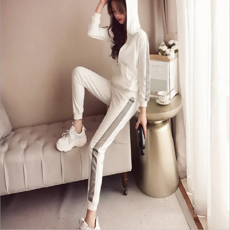 Женский спортивный модный костюм Damdos новый осенний Повседневный Кардиган с