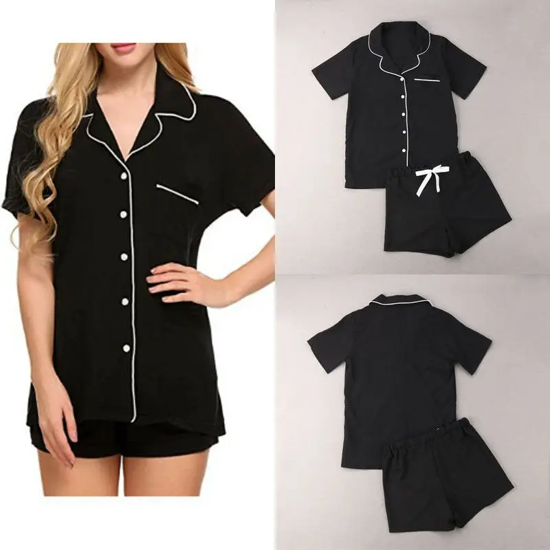 

Women's Sleepwear Sexy Polka Dots Striped Pajama Set turn down Neck Pyjamas Short Sleeve Cute Cami Top and Elastic Shorts Pyjama