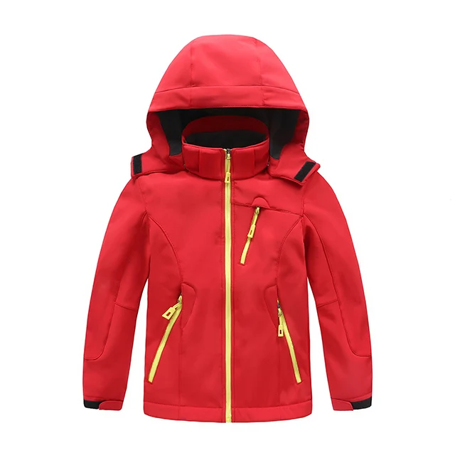 2 шт. уличная Водонепроницаемая детская флисовая походная одежда для мальчиков и девочек зимняя флисовая куртка+ штаны лыжный походный спортивный костюм - Цвет: red jacket