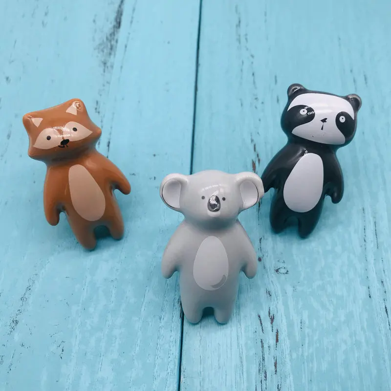 

1pcs Cartoon Animal Ceramics Knob Pull Panda Fox Image Children Cabinet Pull Handles Home Drawers Decor Furniture Hardware