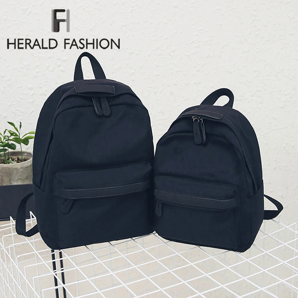 

Herald Fashion Women Solid Canvas Backpacks Ladies Zipper Large Capacity School Bag Backpack Girls Couple Travel Big Small Bag