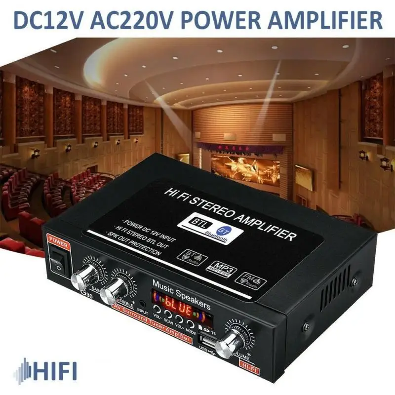 5 channel amplifier 800W EU/US G30 Audio Amplifier Amplificador Digital Home Power Bluetooth-compatible Hifi Stereo Subwoofer Music Player sound digital amp