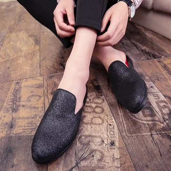 

Men Sandals 2019 New summer half slippers men shoes PU Leather beach sandals causal lazy slip-on men slides flip flops Moccasins