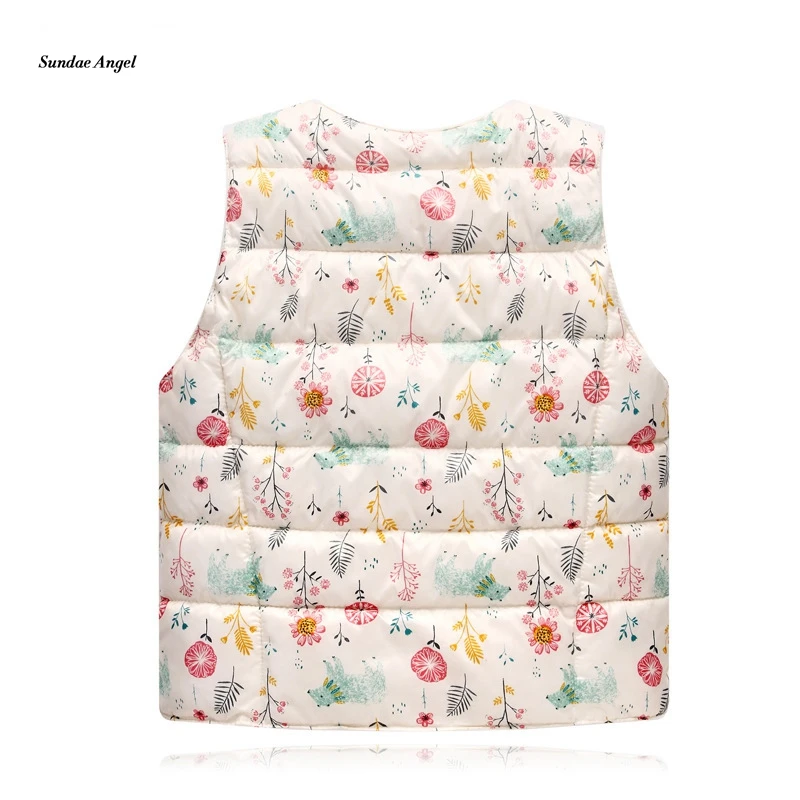Детский зимний жилет с круглым вырезом и цветочным принтом|children waistcoat|kids vestwinter kids