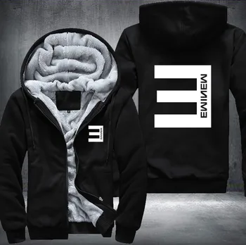 

streetwear USA Plus EU American Size hip hop Eminem Men's Women's Pattern Thicken Fleece Zipper Hoodies Sweatshirts Coat Jacket