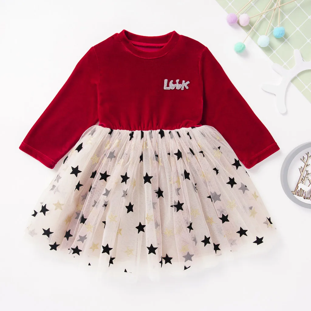 Платье для маленьких девочек; Детский комбинезон в стиле пэчворк с принтом звезды; топы; платья-пачки для девочек; весенняя одежда с длинными рукавами; vestidos;