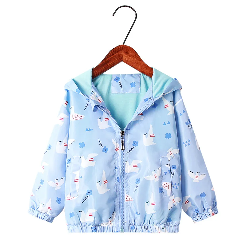 

New Kids Outerwear Coats Girls Boys Jacket Fashion Print Cute Cartoon Childrens Tops Casual Hooded Windbreaker Spring Autumn