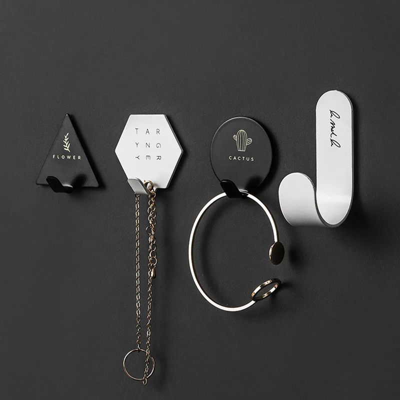 

1Set 8 Pcs Geometric Shape Wrought Iron Hooks Decorative Storage Hooks Office Home Decorations Accessories Wall Key Holder Organ