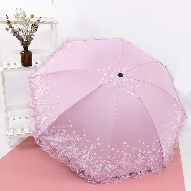 Портативный кружевной зонтик, цветущая Слива зонтик 3 складной зонтик УФ бренд Солнечный/дождь зонтик зонт от солнца с кружевами - Цвет: 04