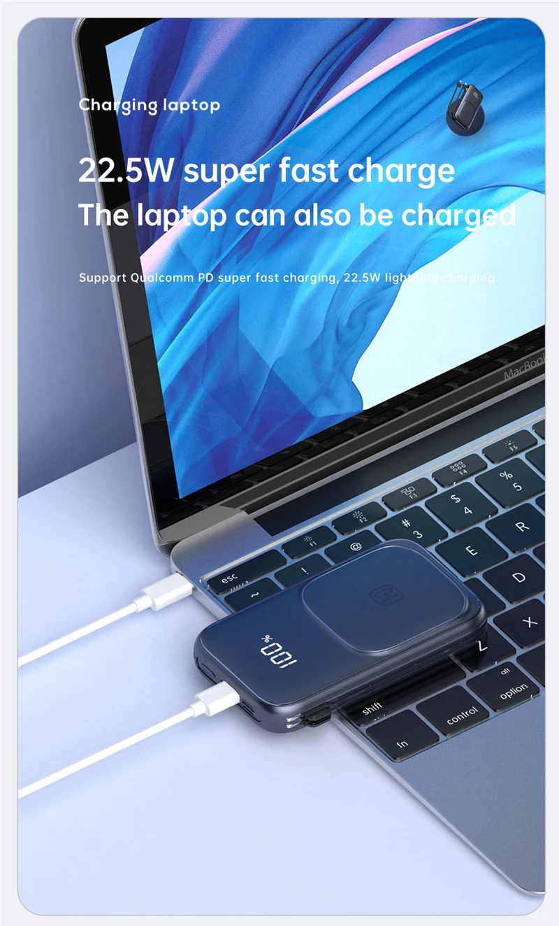 best portable charger for iphone 10000/20000mAh 15W Magnetic Qi Wireless Charger for iPhone 13 12 22.5W Fast Charging Powerbank for Laptop Poverbank with Cable battery bank