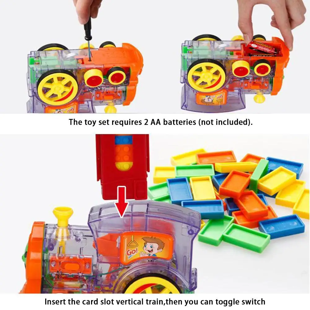 Автоматическая укладка домино кирпич Поезд Автомобиль набор звуковой светильник дети красочные пластиковые блоки домино игра игрушки набор подарок для девочек и мальчиков